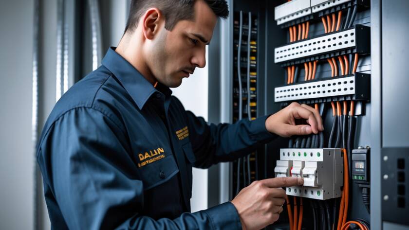 Licensed electrician upgrading a residential electrical panel as part of an affordable residential electrical wiring project in the GTA.