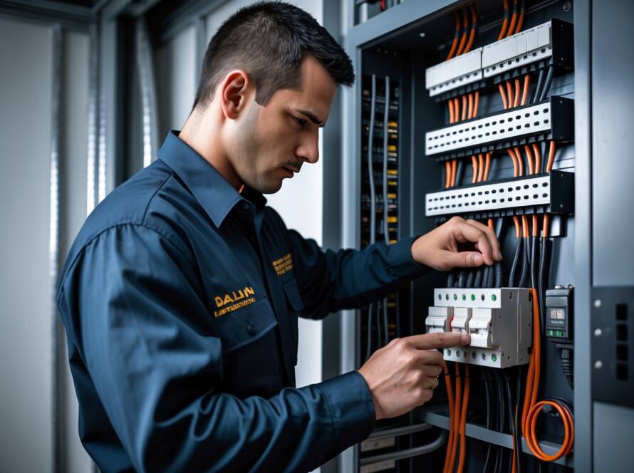 Licensed electrician upgrading a residential electrical panel as part of an affordable residential electrical wiring project in the GTA.