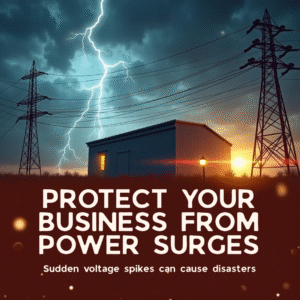Technicians installing surge protection devices as part of an emergency electrical repair for commercial property, preventing future equipment damage. 