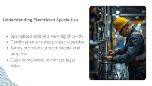 Industrial electrician installing automated production line wiring